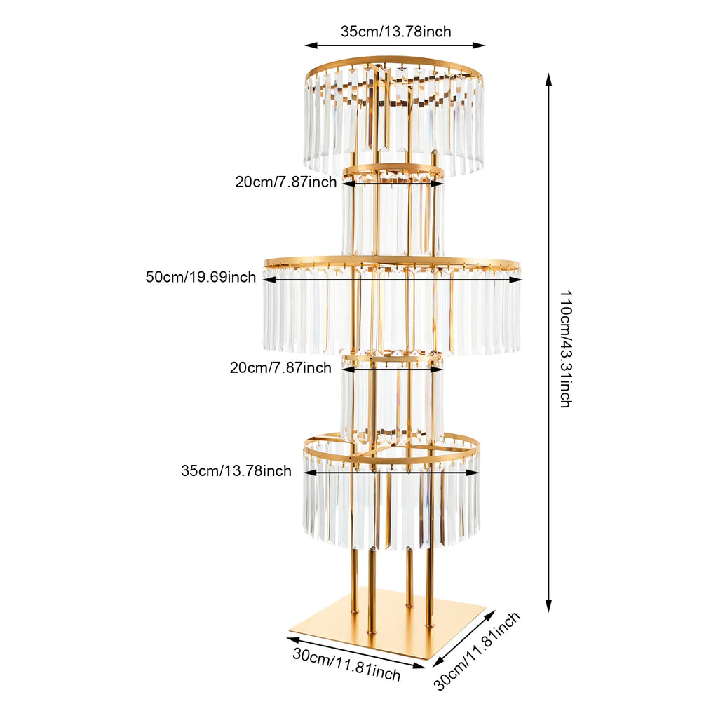 Gold 5 Tier Wedding Crystal Flower Rack Centerpieces Flower Stand Wedding Party Backdrop Stand Freestanding Floral Holder