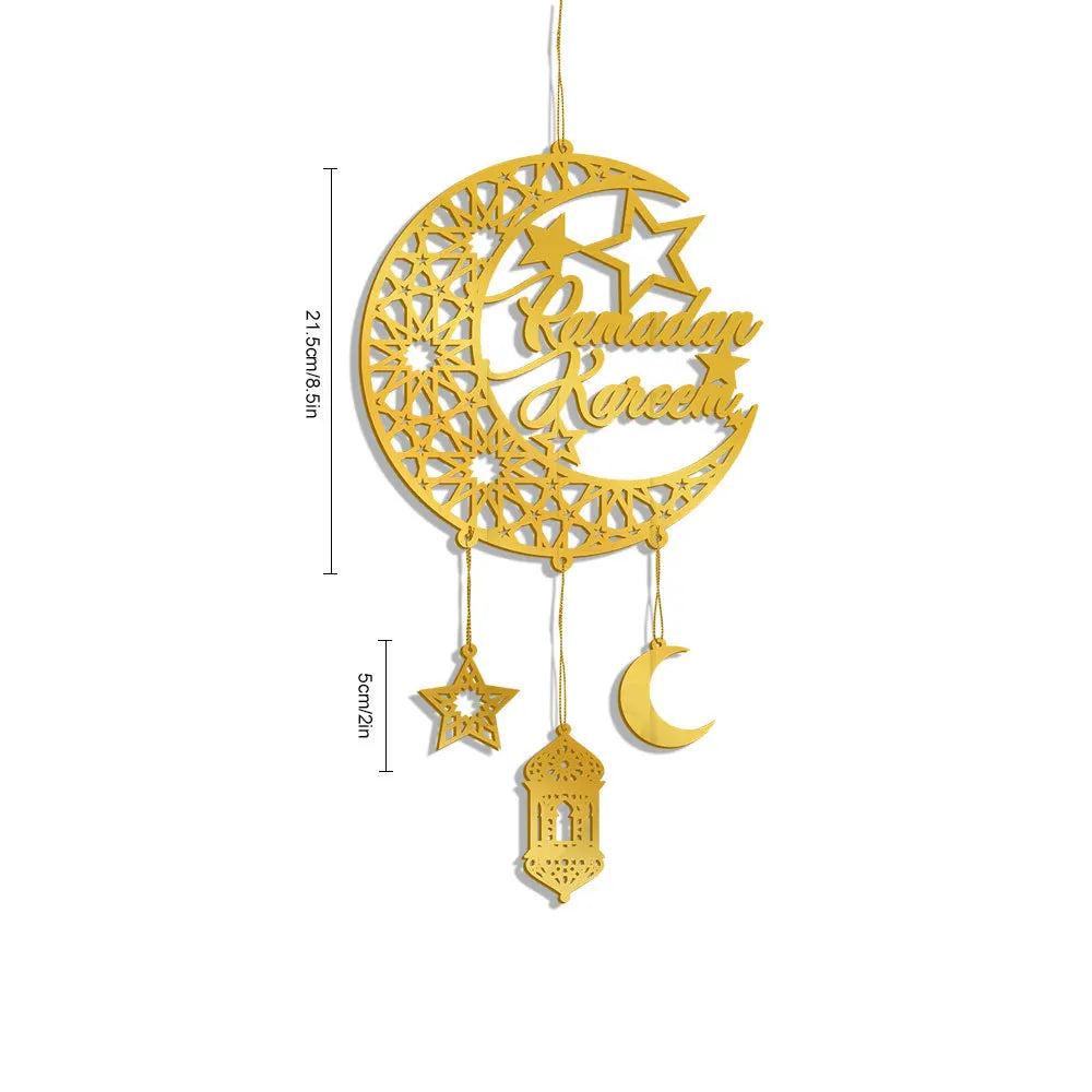 1PC Acrylic Ramadan Kareem Moon Star Wall Pendant Eid Mubarak Ornaments for Home Eid Al Fitr Muslim Islamic Holiday Party Decor