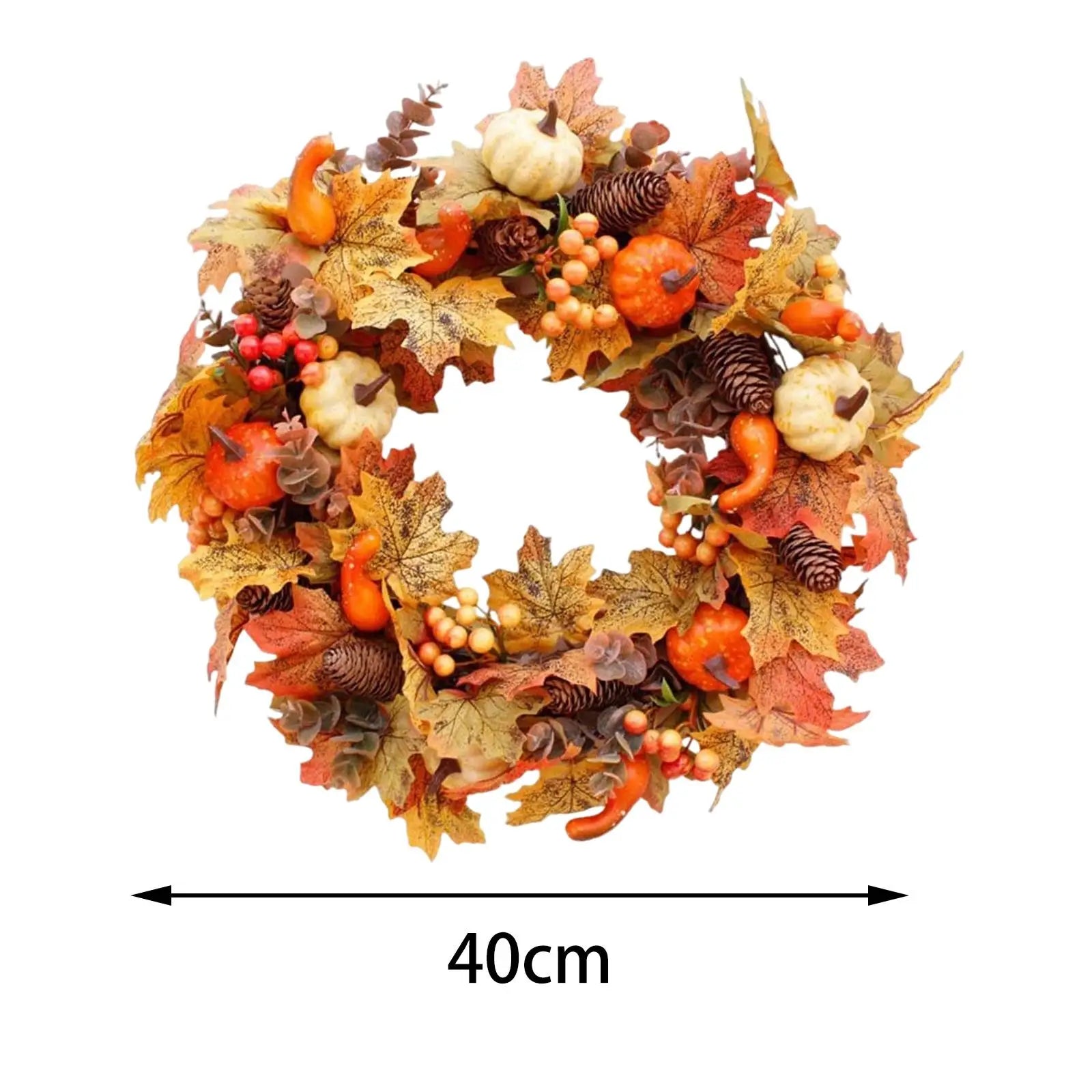 40cm Xmas Autumn Pumpkin Wreath Artificial Door Wreath Decoration Hanging For Christmas Halloween Wreath Home Ornament