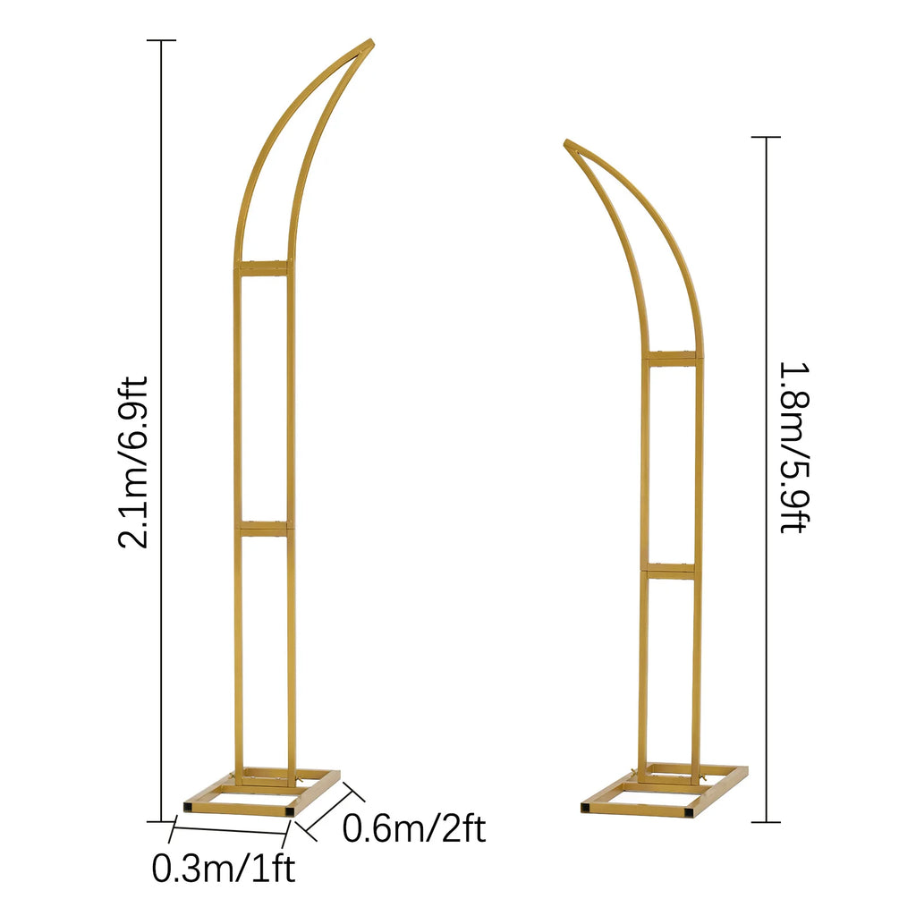 2pcs Curved Wedding Arch Backdrop Stand Balloon Arch for Ceremony Birthday Party Bride Baby Shower 5.9ft,6.9ft Half Moon Stand