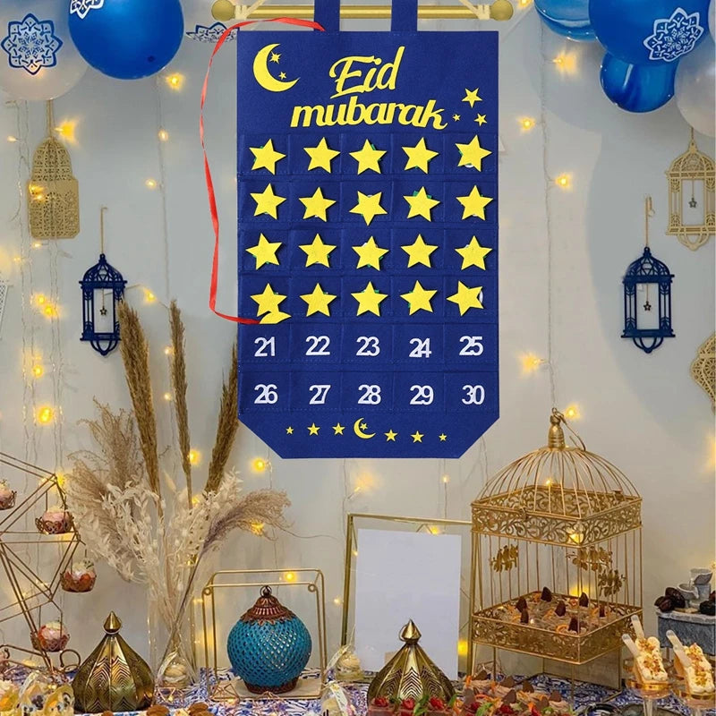 Personalized Ramadan 30 Day Advent Calendar for Muslim Islamic Kid Boy Girl Kareem Eid Al Fitr Wall Hanging Home Decoration Gift