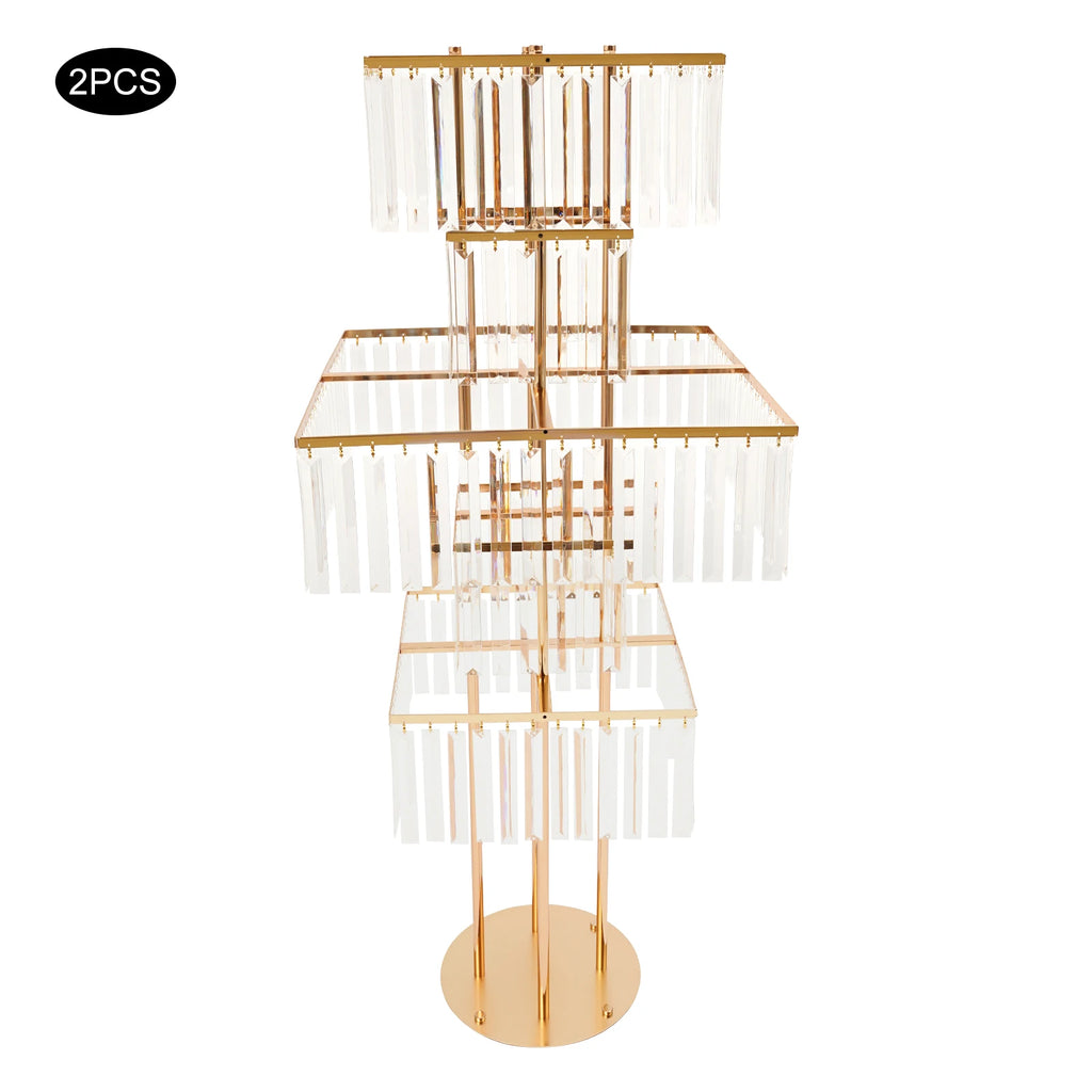 2pcs 5-Tier Flower Stand for Wedding Birthday Party Events Flower Vase Stand for Centerpieces Wedding Flower Stand Gold/silver