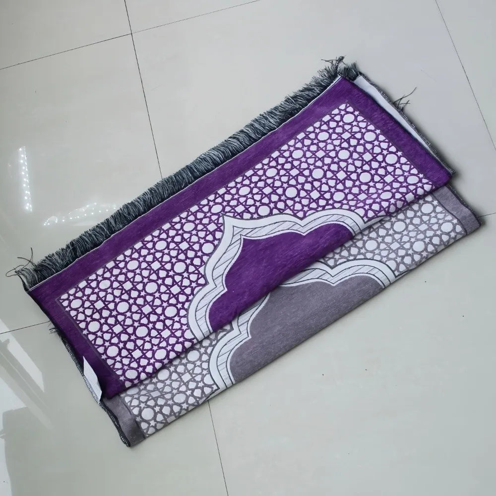Printed Floor Mat 70x110cm Muslim Prayer Rug Non-slip Foldable Islamic Prayer Mat Rectangle Ethnic Style Janamaz Sajadah Eid