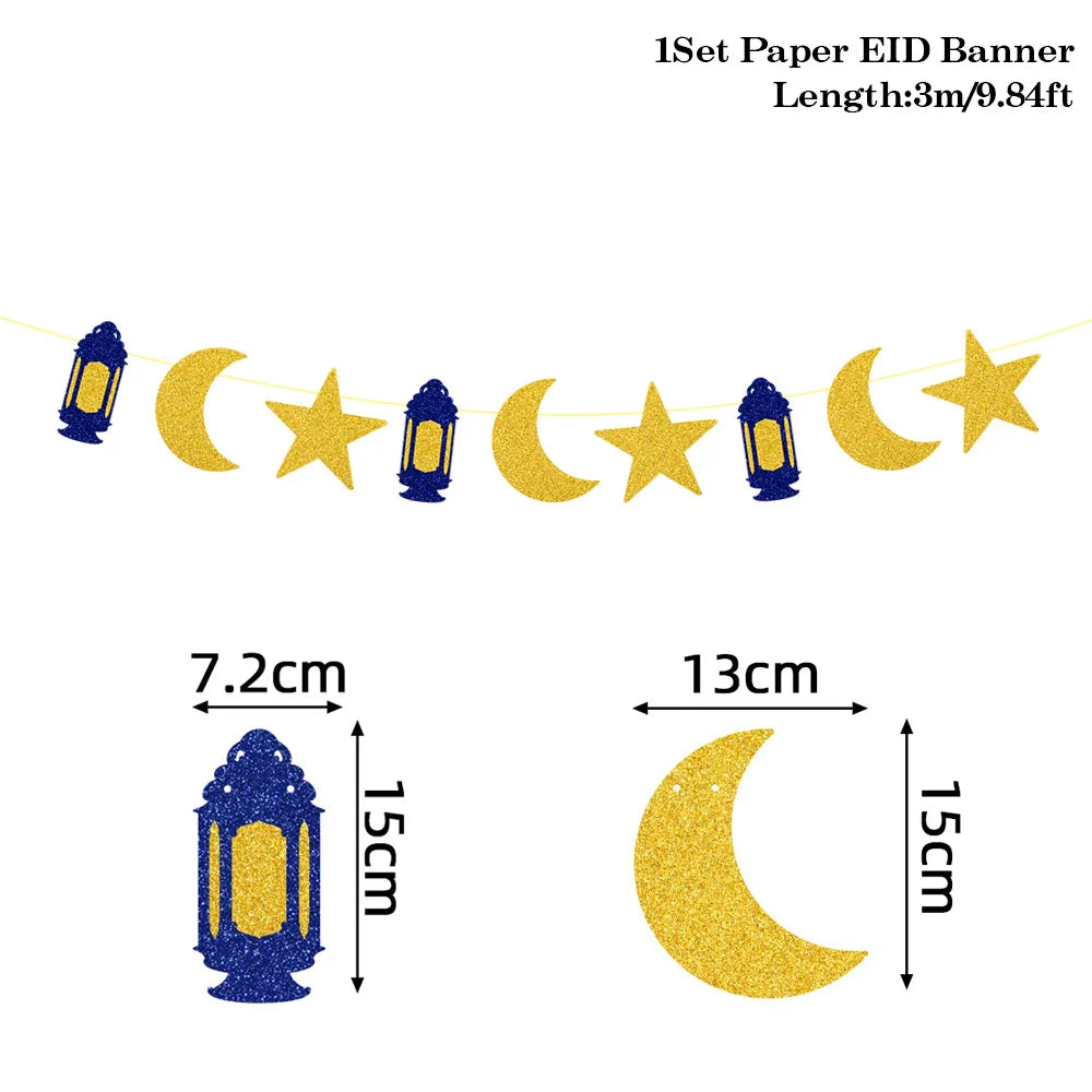 2024 Eid Mubarak Decor Banner Ramadan Mubarak Banner Kareem Ramadan Decoration for Home Islamic Muslim Party Decor Eid Al Adha