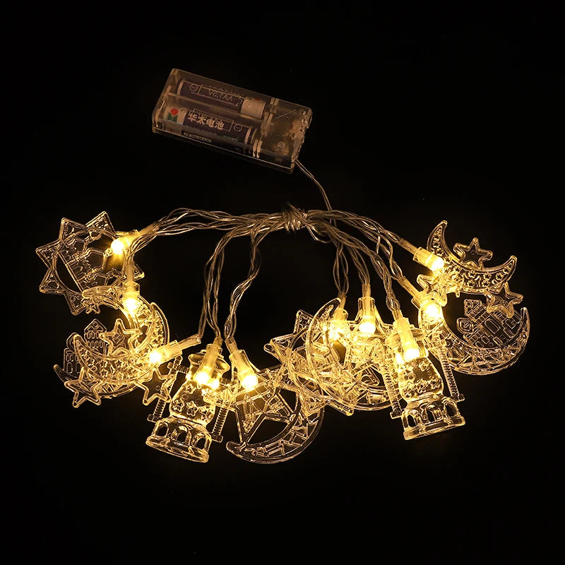 1.5M EID Mubarak LED String Lights Moon Star Castle Lantern Light Islam Muslim Festival Party Ramadan for Home Decoration 2026