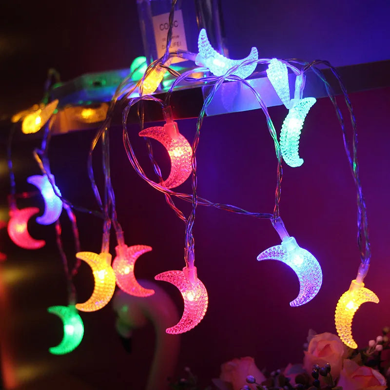1.5M 10LED Moon Star Eid Mubarak String Light Ramadan Decorations for Home 2023 Ramadan Kareem Islamic Muslim Party Eid Al Adha