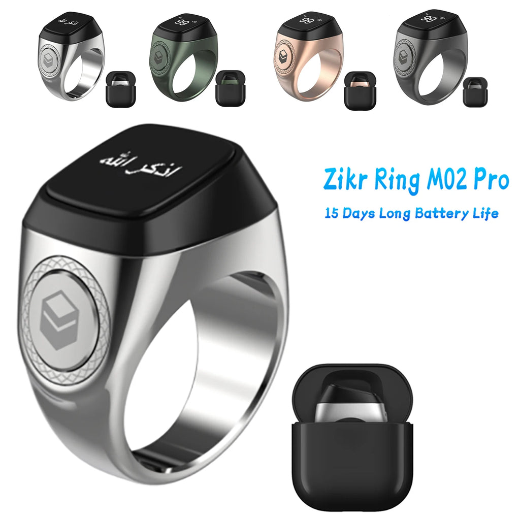 S6 Smart Zikr Ring Praise Tasbih Tally Electronic Digital Counter for Muslims Prayer Time Vibration Reminder Type-C Charge Count