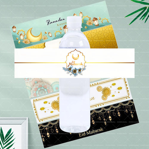 10pcs 2026 Eid Mubarak Water Bottle Stickers Self-Adhesive Labels for 2026 Ramadan Decoration Eid Party Supplies
