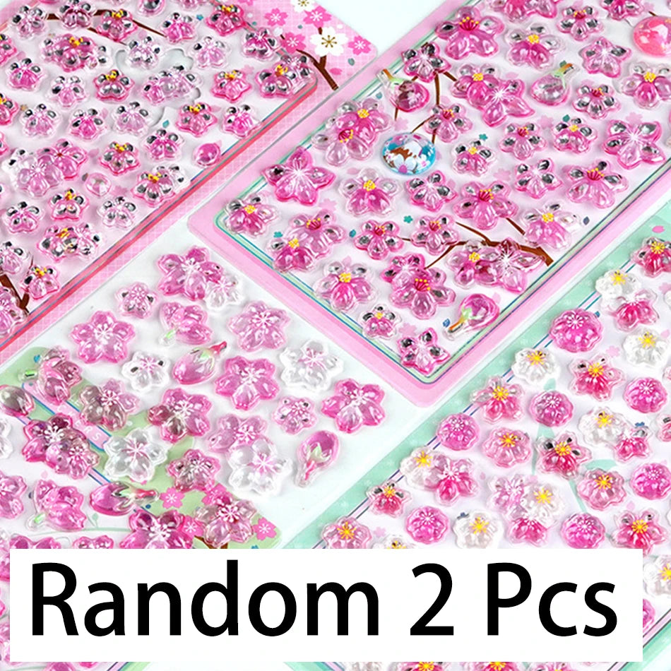Cherry Blossom Petal Sakura Drop 3D Relief Stickers Scrapbooking DIY Journaling Stationery Diary Decor School Cute Stickers