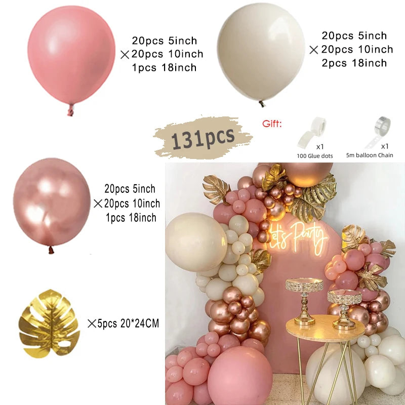 Macaron Pink Balloon Garland Arch Kit Wedding Birthday Party Decor Kids Rose Gold Latex Balloons Baby Shower Decorations Chain