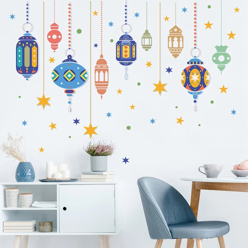 Eid Mubarak Wall Stickers Kareem Ramadan Decoration 2024 For Home Islamic Muslim Party Decor Mubarak Ramadan Window Sticker Gift