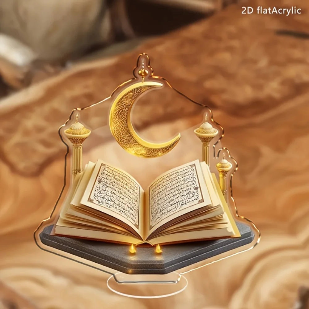 Islamic culture style decoration craft 2D acrylic star hanging ornament for home Ramadan blessing setting