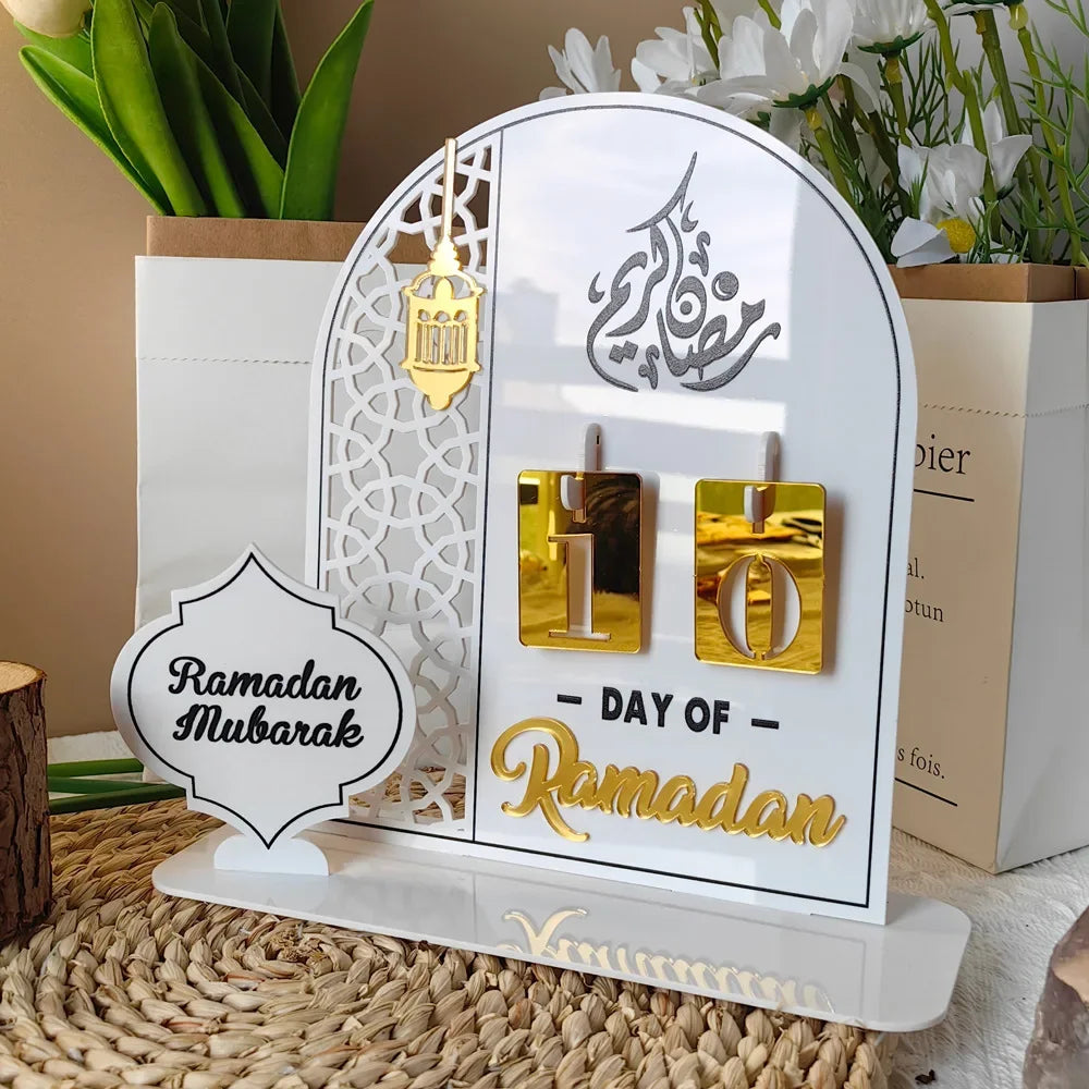Eid Acrylic Ramadan Countdown Calendar with Base Mubarak Islam Advent Ramadan Home Desktop Decora Countdown Numbers Calendar