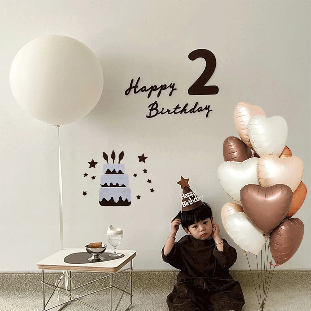 Caramel/Chocolate/Cream Number Balloon Star Heart Foil Helium Ball Kids Adult Girl Birthday Wedding Anniversary Party Decoration