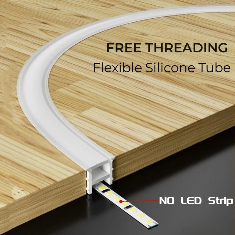 Black Flexible LED Neon Rope Lamp Silicone Tube Diffuser Recessed Channel For WS2811 WS2812B Waterproof Ribbon Neon Strip Lights