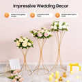 3PCS Hourglass-Shaped Golden Vase, Metal Wedding Centerpieces Vase, Flower Road Lead Stand for Table Wedding Party Banquet
