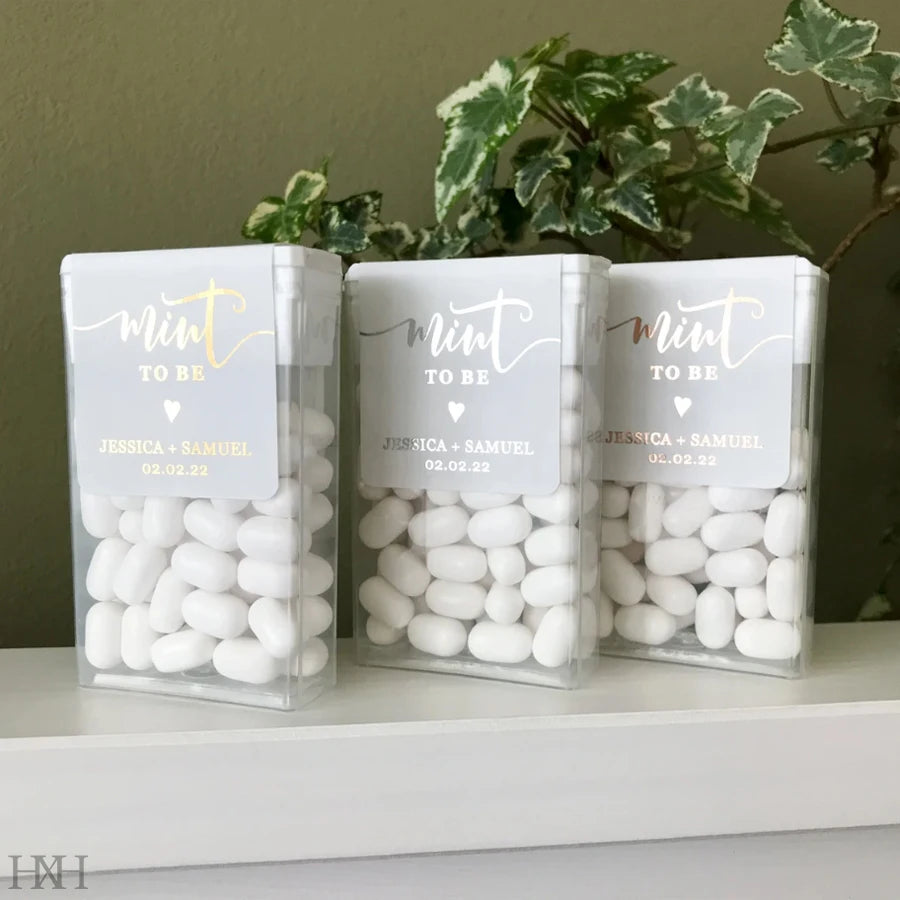 42/98pcs Personalized Mint to Be Wedding Sticker, Custom Mint Sticker with Gold Foil, Wedding Sticker Label, MINTS NOT INCLUDED!