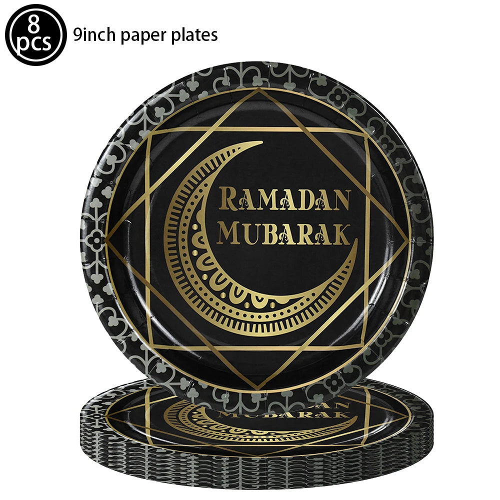 Happy Eid Ramadan Mubarak Foil Balloon DIY Decoration Islamic Ramadan Stars and Moon Helium Balloon Celebration Party Decoration