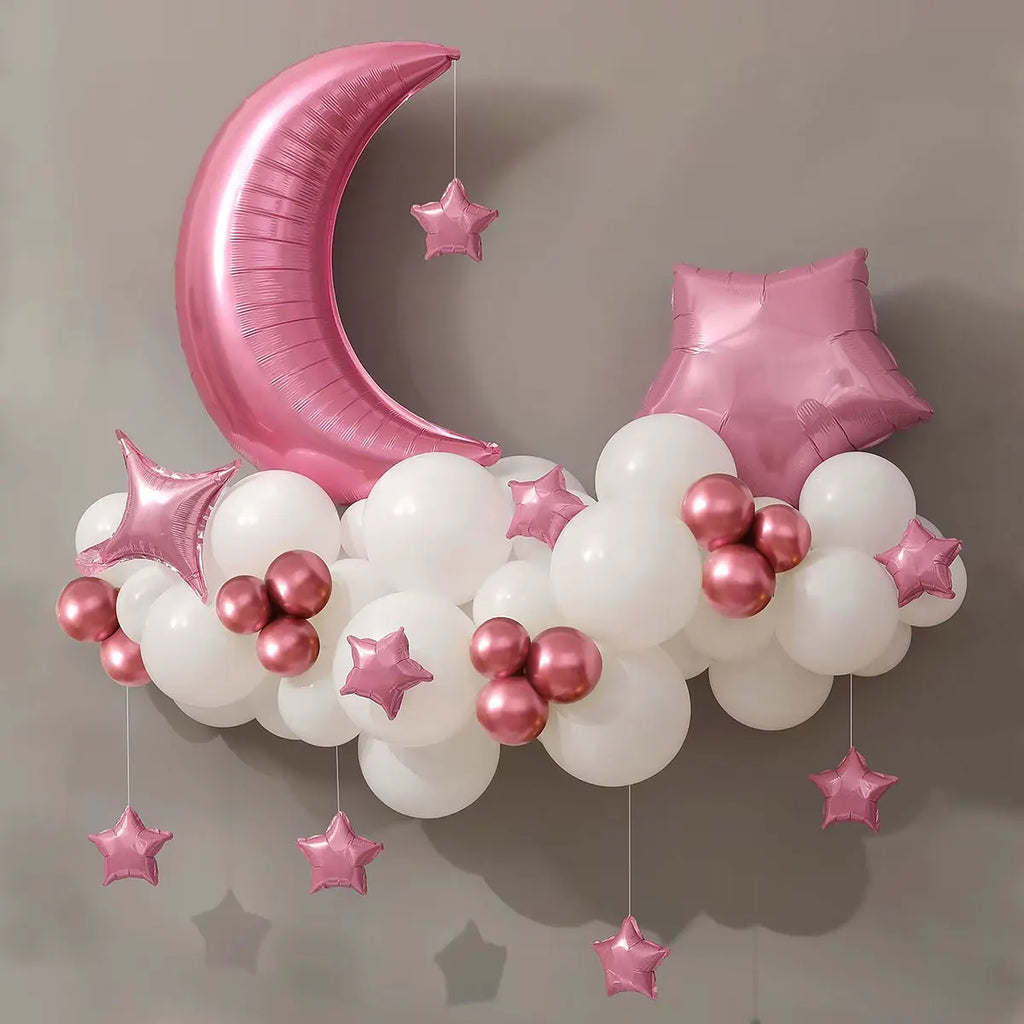 62 Pcs Moon Cloud Star Balloon Set For Birthday Gift Children's Toys Decorate Eid Party Supplies