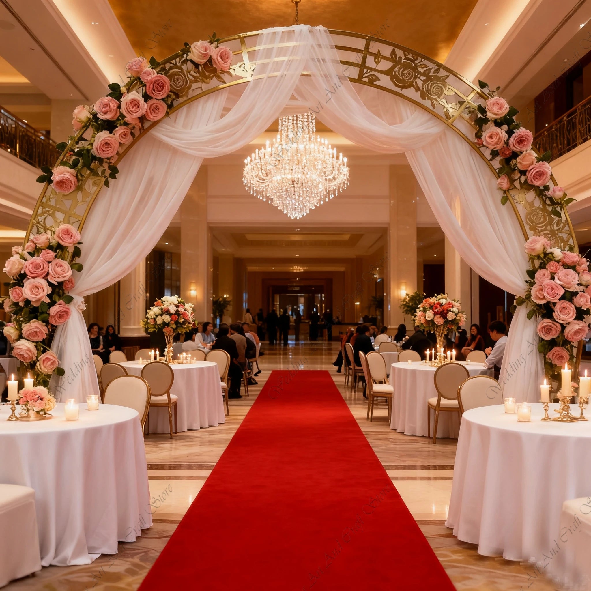 1pcs f30 83in Golden Stainless Steel Crescent Half Moon Wedding Arch Party Stage Backdrop Flower Stand Ballon Arch hh332