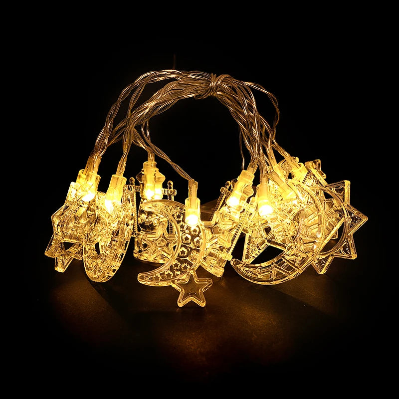 1.5M EID Mubarak LED String Lights Moon Star Castle Lantern Light Islam Muslim Festival Party Ramadan for Home Decoration 2026