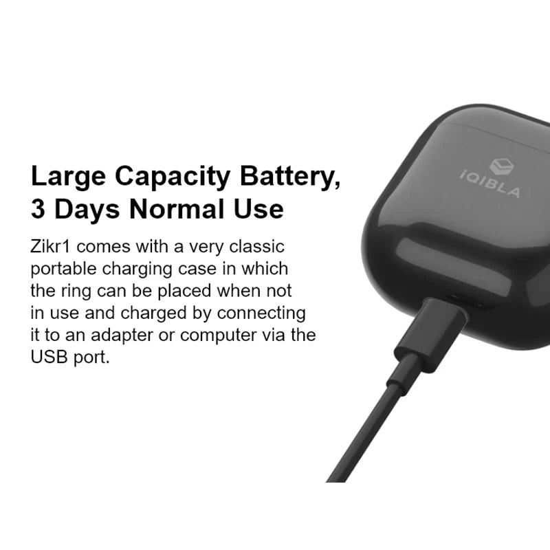 20mm Ring Tasbih Counter with Charging Box Counter Smart Ring Bluetooth-compatible 5.1 Vibration Reminder Zinc Alloy for Muslims