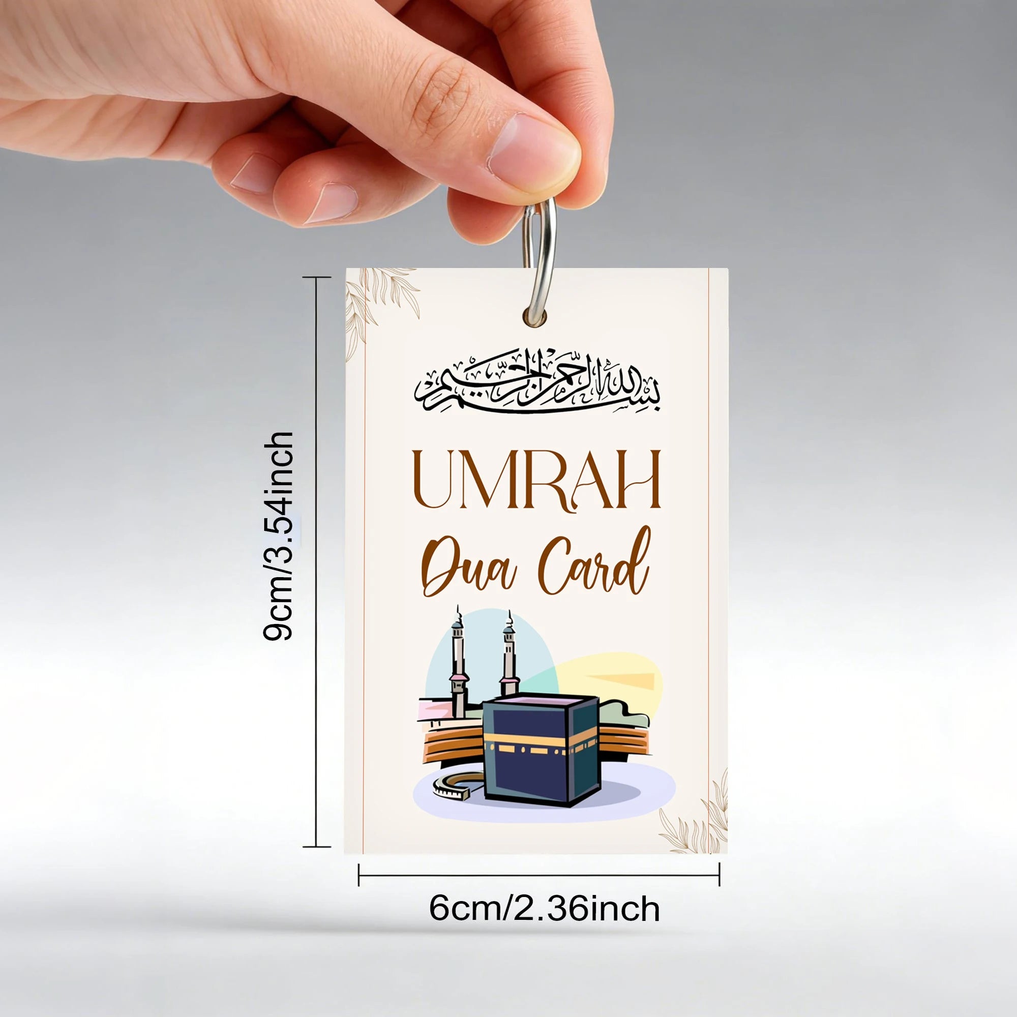 21pcs Portable Umrah Dua Islamic Cards Set Ring(With Ring) Arabic Duas English Meaning Ramadan Gift for Hajj Umrah Daily Worship