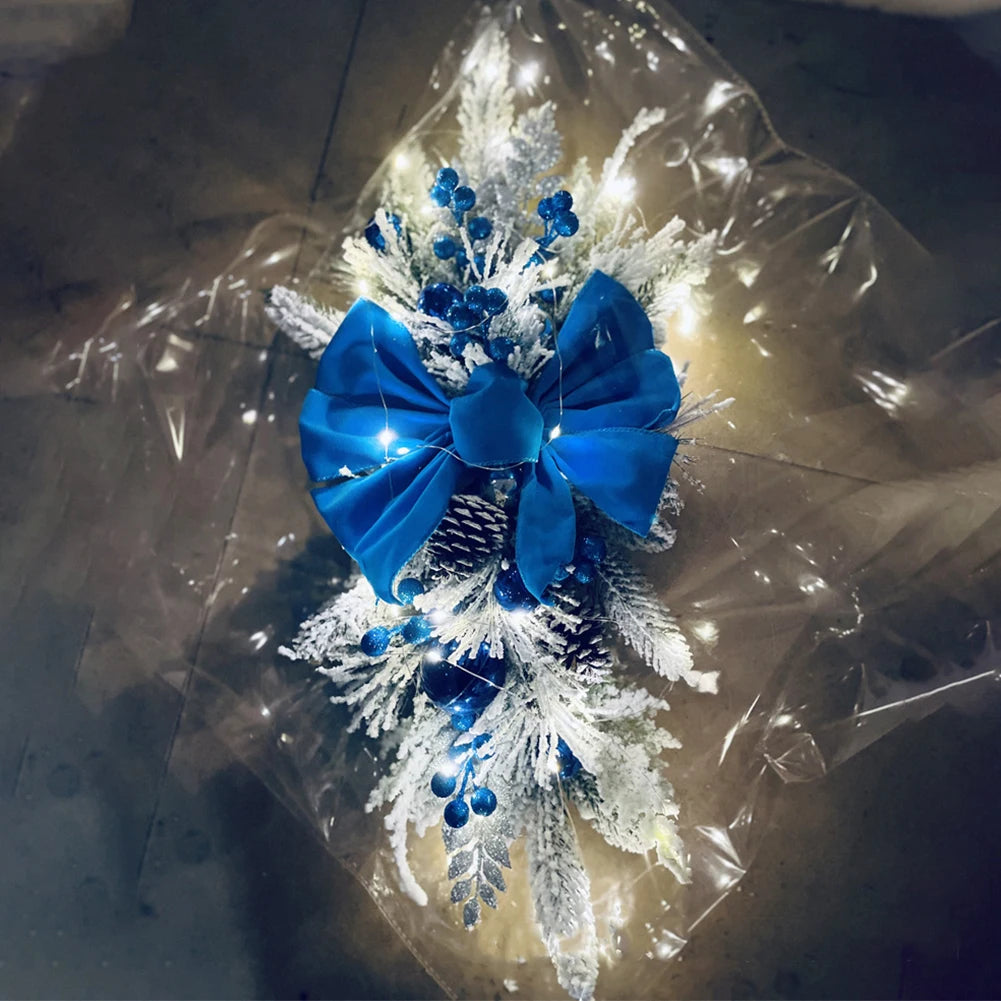 Christmas Wreath Pendants without/with Light Atmosphere Decorative Stair Garland Home Door Window Ornaments Party Supplies Gift