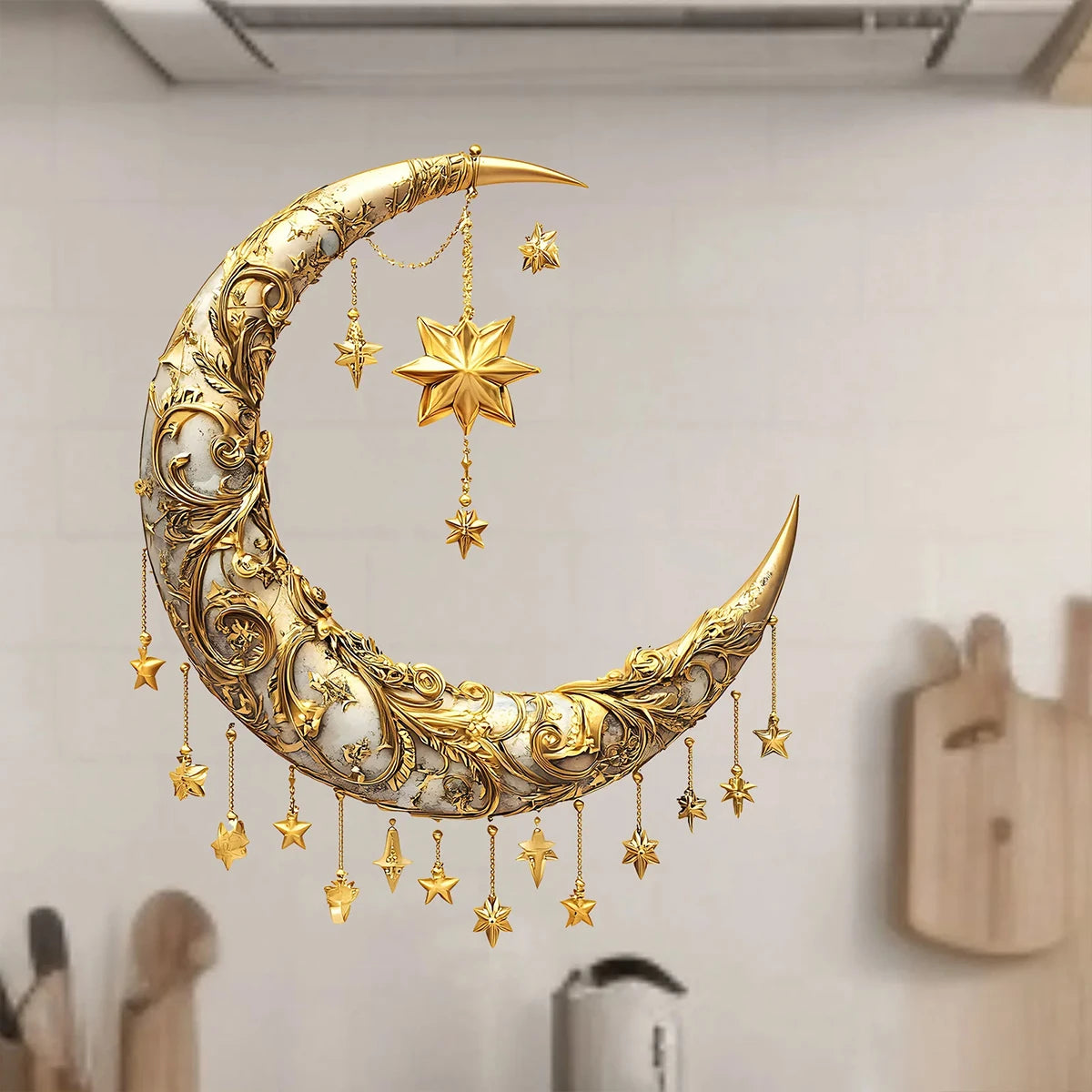 1Pcs Eid Mubarak Wall Stickers Ramadan Kareem Moon Star Lantern Window Decal Decorations for Home Muslim Islamic Wall Sticker