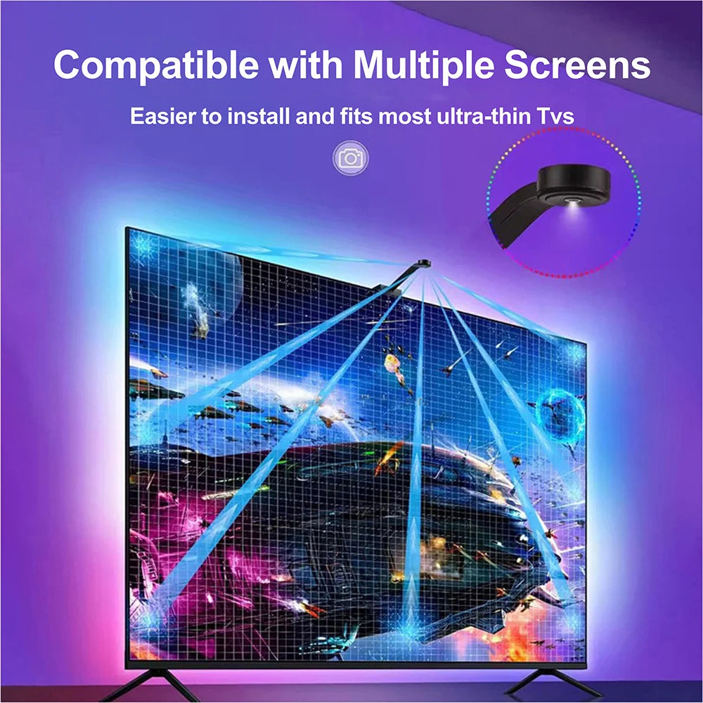 WS2812 Camera Ambient Smart TV LED Backlight TV&PC LED black light Color Sync Tuya LED Light For Inch Tv Pc Led RGB Tape Screen