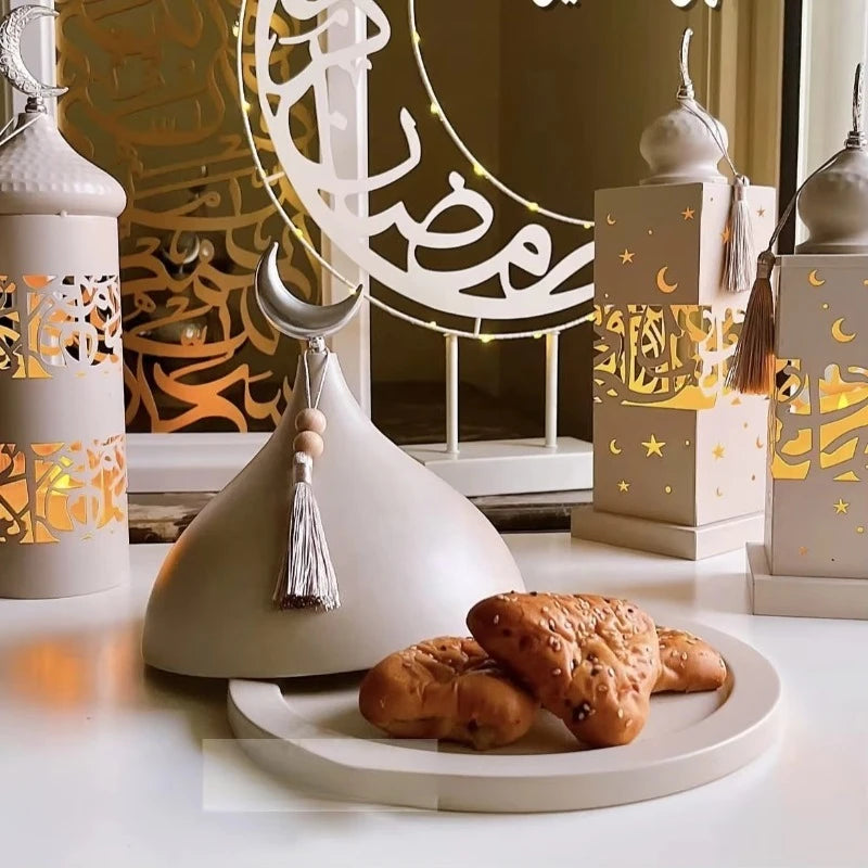 Super 2026 Ramadan Decoration Eid al-Fitr Metal Tray Modern Plate Muslim Family Table Box Decoration