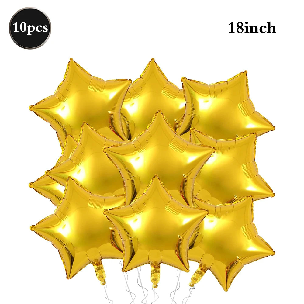28inch Gold Moon 18inch Star Foil Balloons Set for Ramadan Eid Baby Shower Anniversary Wedding Birthday Party Decorations Favors