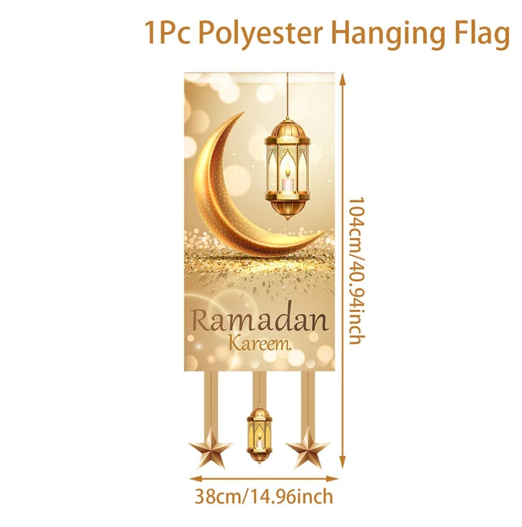 Eid Mubarak Decoration Hanging Flag Eid Mubarak Decor 2025 for Home Islamic Muslim Party Decor Ramadan Kareem Eid Al-Fitr Gift