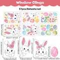 6 Sheets Happy Easter Decorations Window Clings Bunny Eggs No Glue Stickers Static Glass Decal Spring Party Home Decor Kids Gift