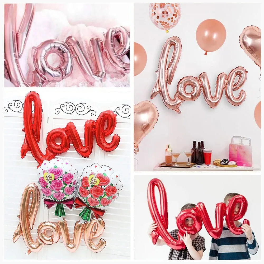 1-5pcs Small Love Foil Balloons 54*38cm Letters with Heart Balloons for Valentines Day Wedding Anniversary Engagement Supplies