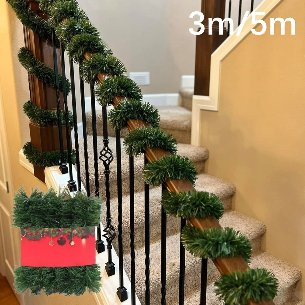 3/5M Handmade Christmas Strips Artificial Cedar Needles Green Seasonal Garland For Christmas TV Cabinet Winter Holiday Decor
