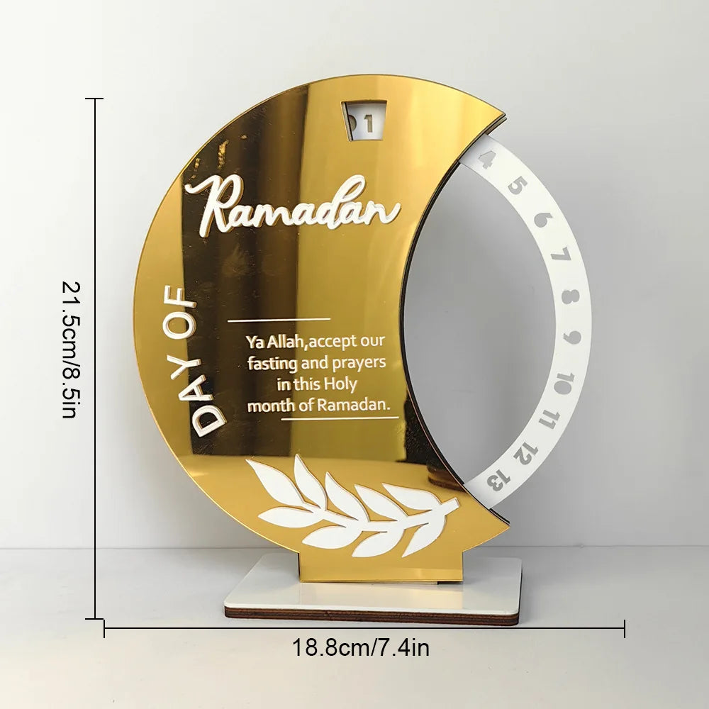 Ramadan Countdown Advent Calendar with Rotatable Wheel Eid Mubarak Table Ornament Islamic 2025 Muslim Party Decoration Kids Gift