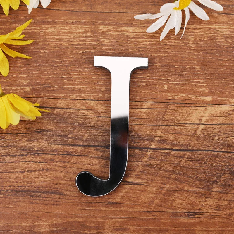 Acrylic Mirror 3D Alphabet  House Number Wall Sticker English Alphabet Sticker Decoration Wedding love letters Decorative