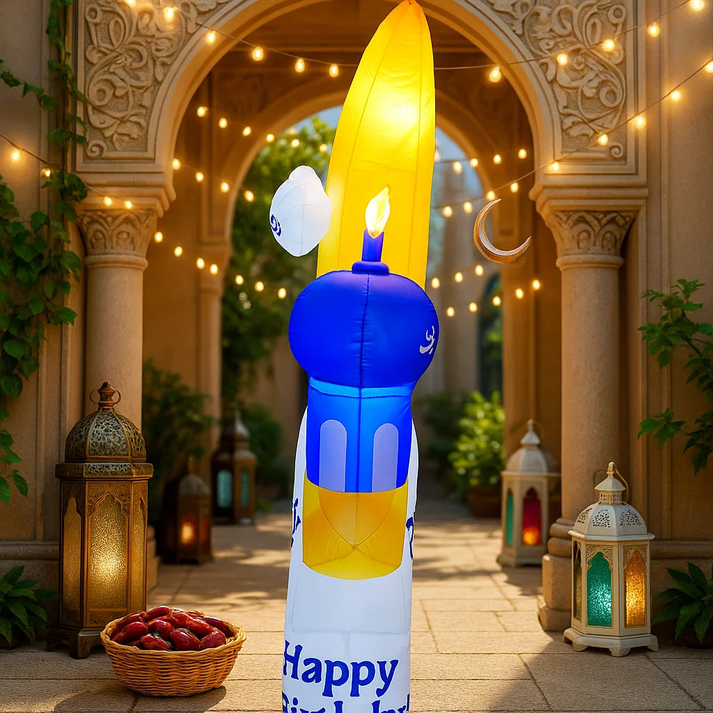 Ramadan Eid Mubarak Inflatable Decorations with LED Lights Muslim Islamic Holiday DIY Party Supplies  Outdoor Yard Ornament