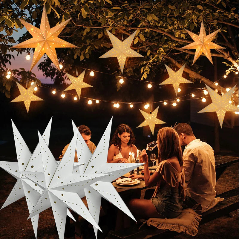 30-60cm Hollow Star Lights Eid Mubarak LED Star Lantern Pendants Ramadan Wedding Decoration Islamic Muslim Party Home Decor Gift