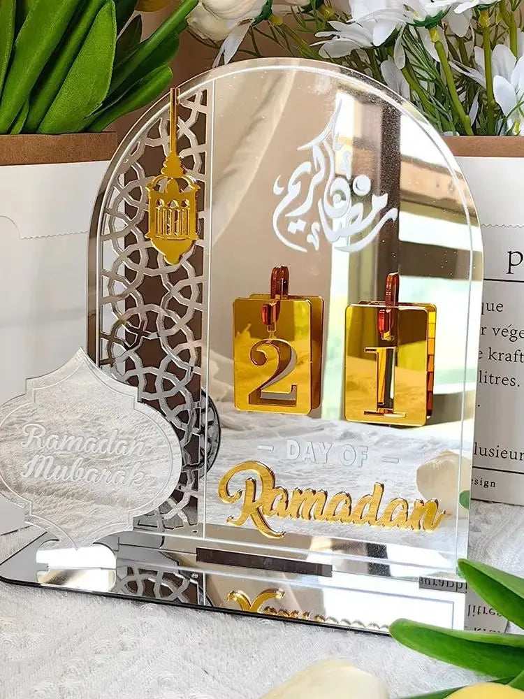 Acrylic Ramadan Countdown Calendar with Base Mubarak Islam Advent Gifts Ramadan Home Desktop Decora Countdown Numbers Calendar
