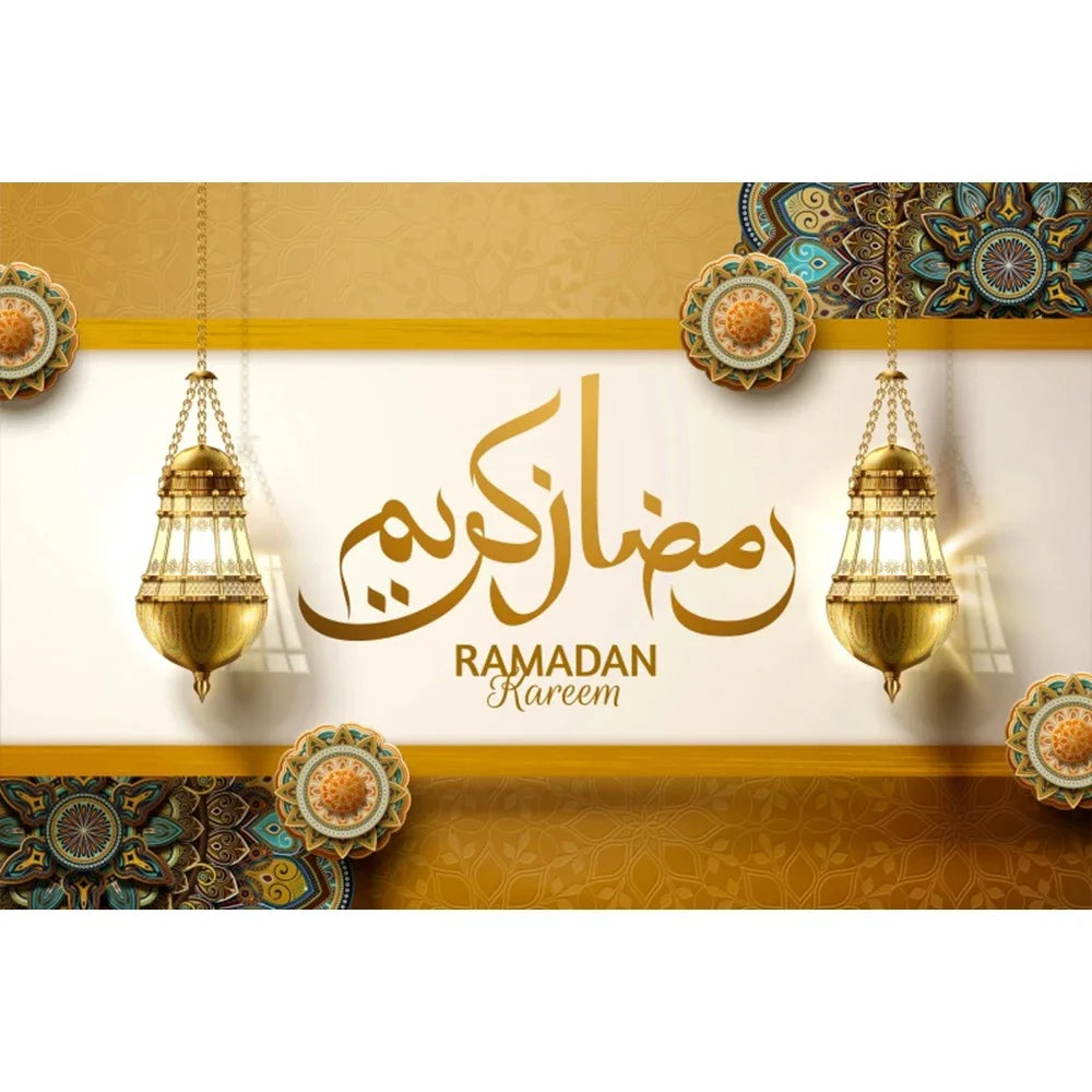 Eid Mubarak Backdrop Ramadan Kareem Islam Mosque Muslim Moon Lantern Eid Al-fitr Family Party Decor Banner Photo Background