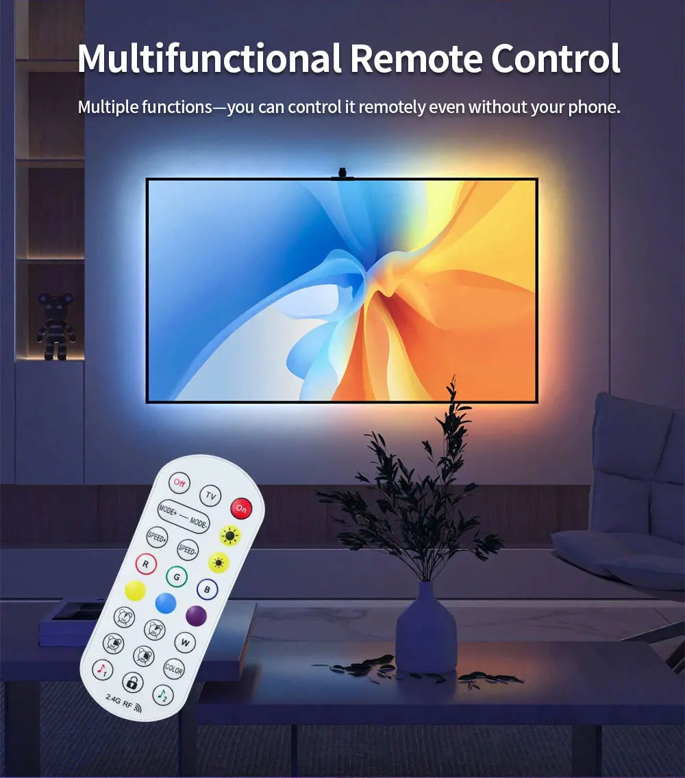 WS2812 Camera Ambient Smart TV LED Backlight TV&PC LED black light Color Sync Tuya LED Light For Inch Tv Pc Led RGB Tape Screen