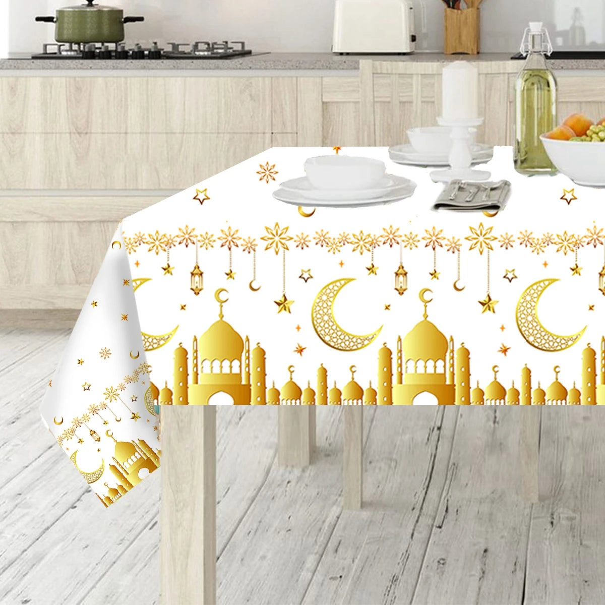 Eid Mubarak Tablecloths Ramadan Decoration 2025 for Home Islamic Muslim Party Decor Ramadan Kareem Tableware Eid Al Adha Gifts