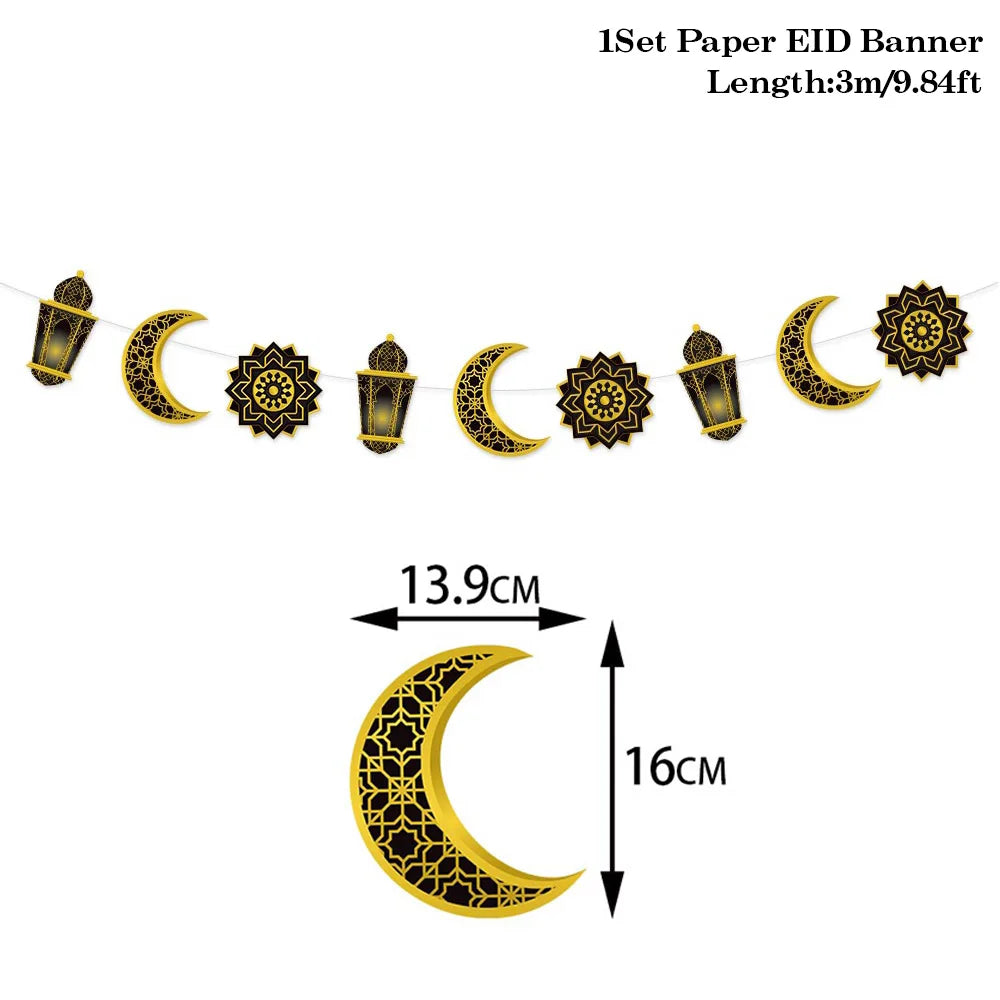 2024 Eid Mubarak Decor Banner Ramadan Mubarak Banner Kareem Ramadan Decoration for Home Islamic Muslim Party Decor Eid Al Adha