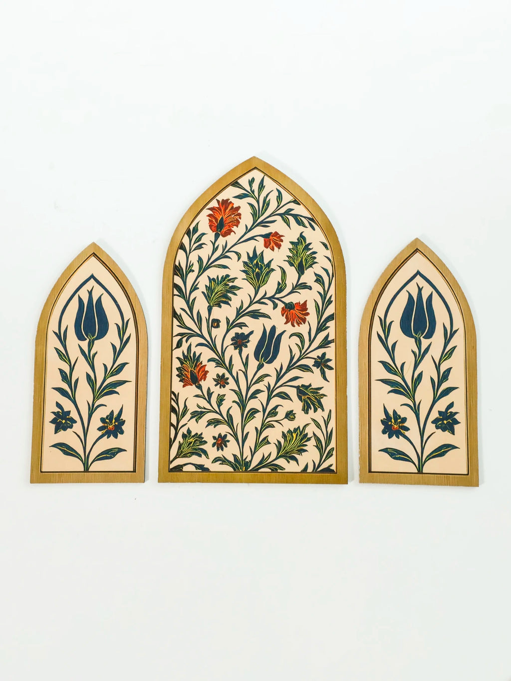 3pcs Islamic Arch Window Style Wall Hanging Floral Pattern Decor Wall Stickers for Ramadan & Eid Home Decor Muslim Festival Gift