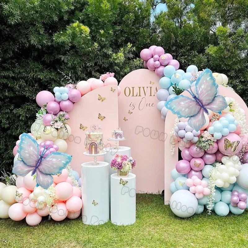Butterfly Balloon Garland Arch Kit Macaron Purple Pink Orange Balloon Girls Birthday Party Wedding Anniversary Event Decoration