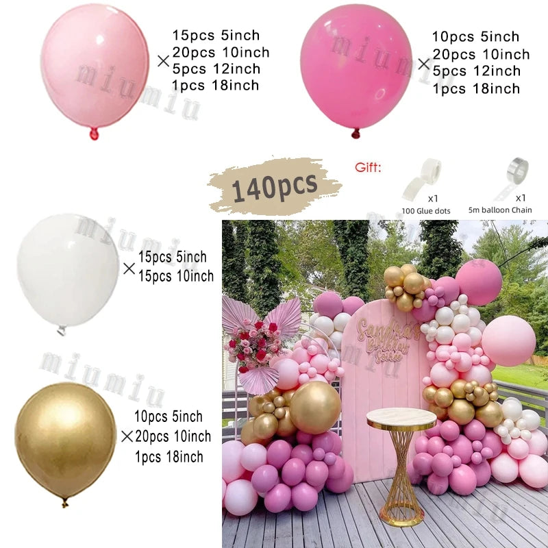 Macaron Pink Balloon Garland Arch Kit Wedding Birthday Party Decor Kids Rose Gold Latex Balloons Baby Shower Decorations Chain