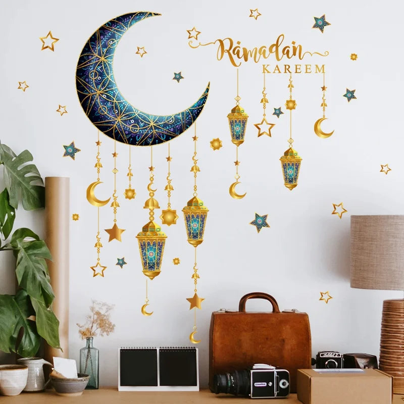 Eid Mubarak Wall Stickers Kareem Ramadan Decoration 2024 For Home Islamic Muslim Party Decor Mubarak Ramadan Window Sticker Gift