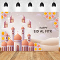 Ramadan Kareem Photography Backdrop EID Mubarak Islamic Mosque Lamps Moon Star White Cloud Photo Background Studio Poster Decor